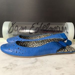 Sam Edelman Colette Blue Sling Back Almond Toe Flats